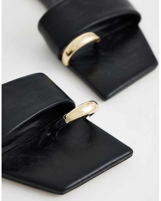 TOPSHOP Black Mina Mule Flat Sandal With Hardware