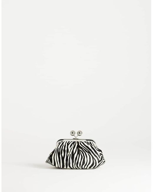 TOPSHOP White Clover Hair On Real Leather Clutch Bag