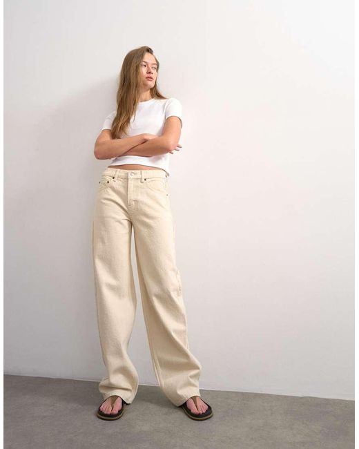 TOPSHOP Natural Cinch Low Rise Relaxed Jean