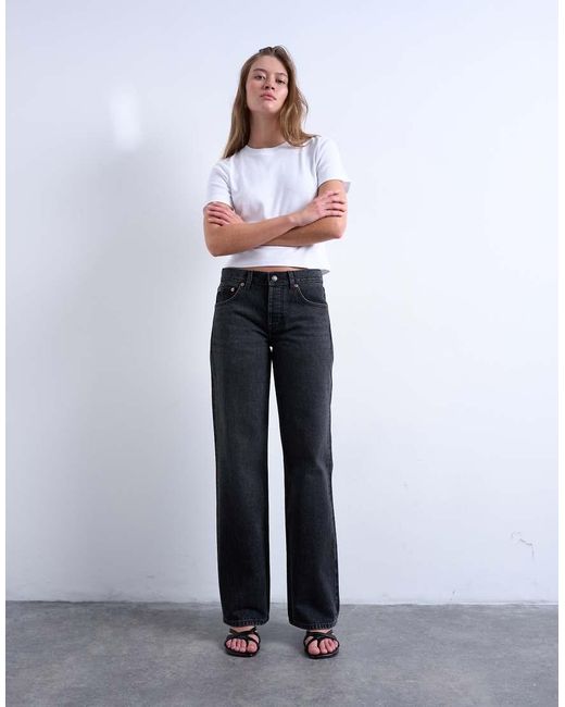 TOPSHOP Blue Ember Low Rise Relaxed Straight Leg Jean