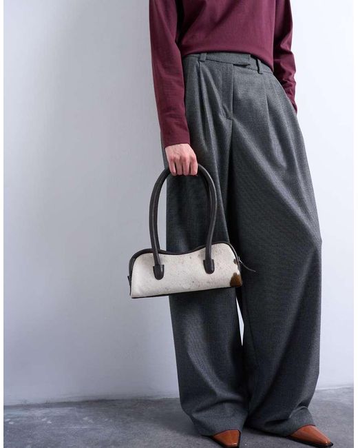 TOPSHOP Brown Sullivan Real Leather Bowler Shoulder Bag