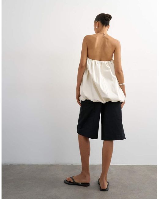 TOPSHOP White Longline Bermuda Cargo Short