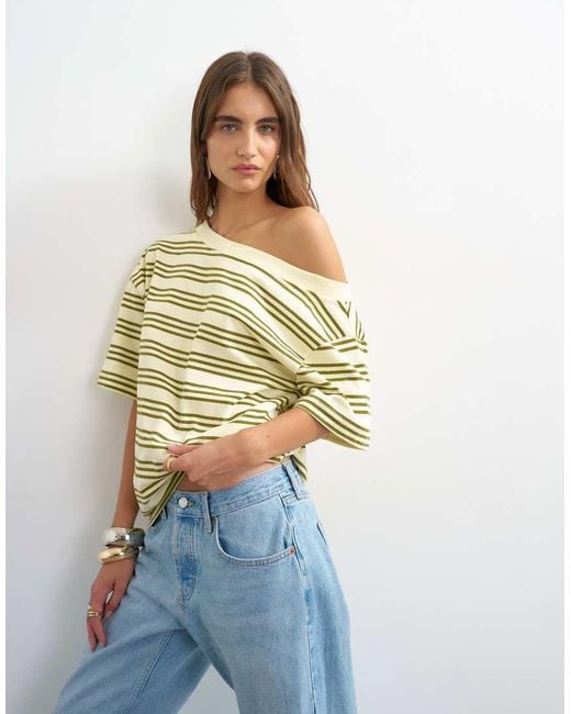 TOPSHOP White Fallen Shoulder T-Shirt
