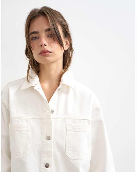 TOPSHOP White Denim Worker Jacket