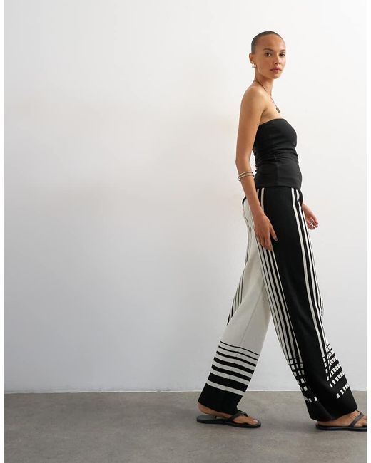 TOPSHOP Gray Knitted Wide Leg Trouser