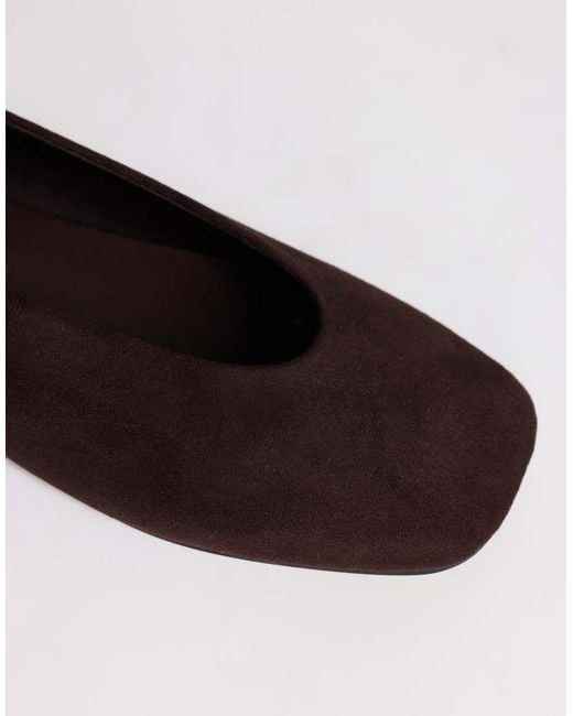 TOPSHOP White Duke Faux Suede Chiselled Ballet Flat