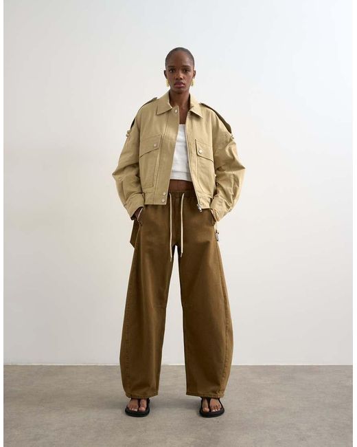 TOPSHOP White Pull On Barrel Jean