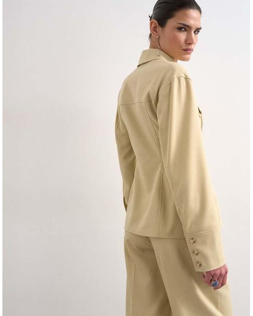 TOPSHOP Natural Co Ord Tailored Shirt With Pleats