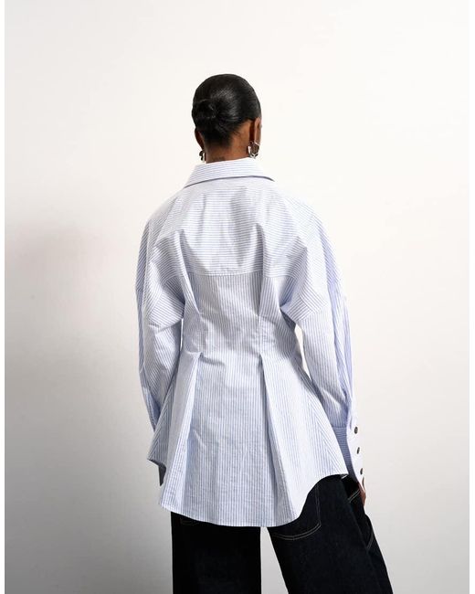TOPSHOP White Tolu Coker X Stripe Long Sleeve Shirt