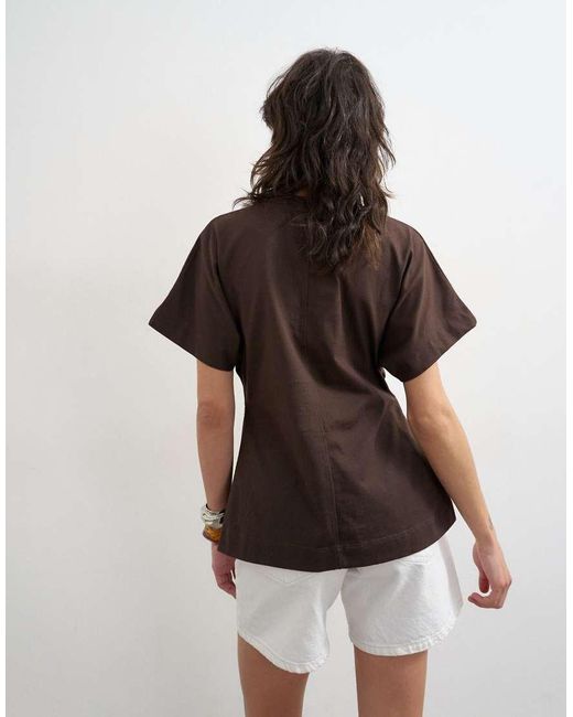 TOPSHOP Brown Slit Side Tee