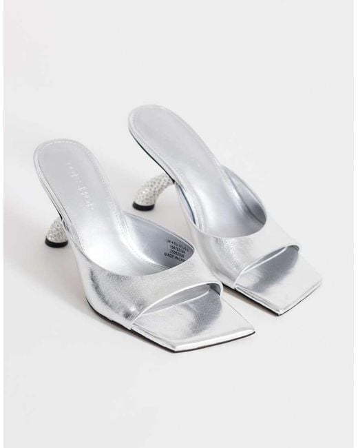 TOPSHOP White Octavia Strappy High Diamante Heel Sandal