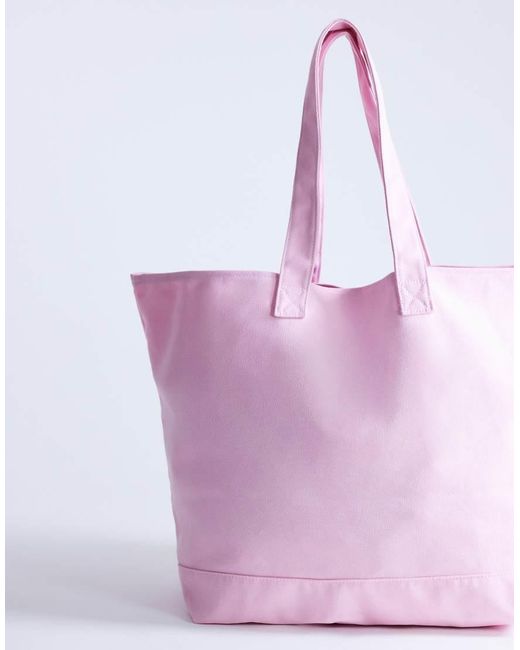 TOPSHOP Pink Large Canvas Tote Bag