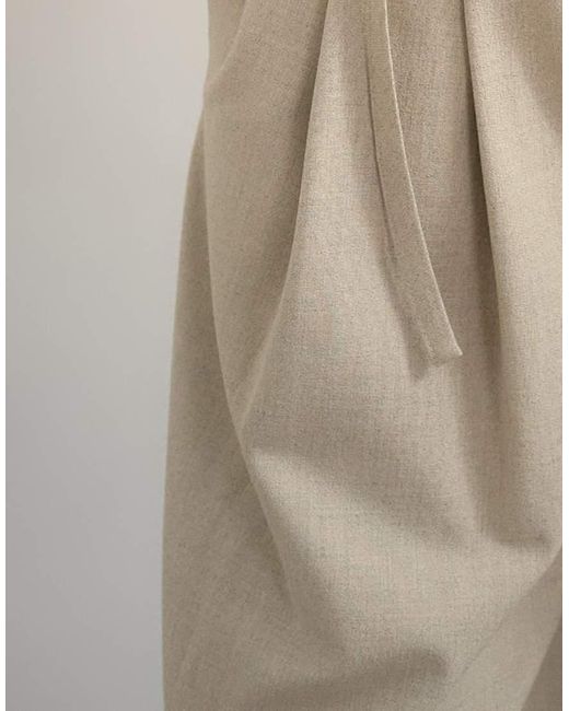 TOPSHOP Natural Belted Pleated Cropped Wide Leg Trouser