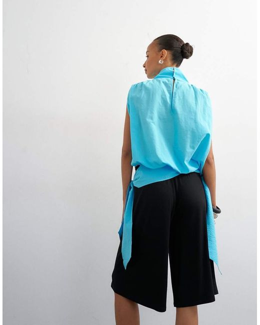 TOPSHOP Blue Viscose Jersey Bermuda Short