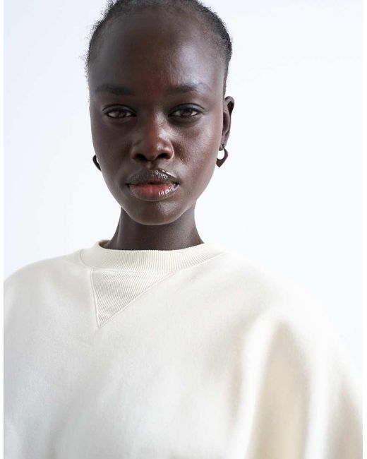 TOPSHOP White Balloon Hem Sweat