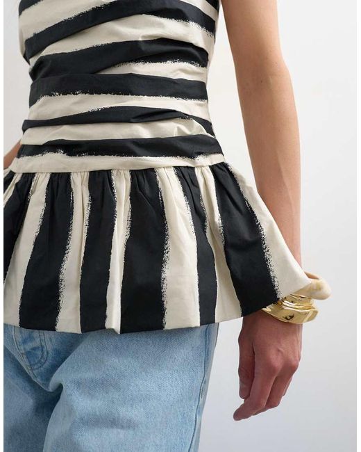 TOPSHOP White Gathered Bust Bandeau With Peplum Hem