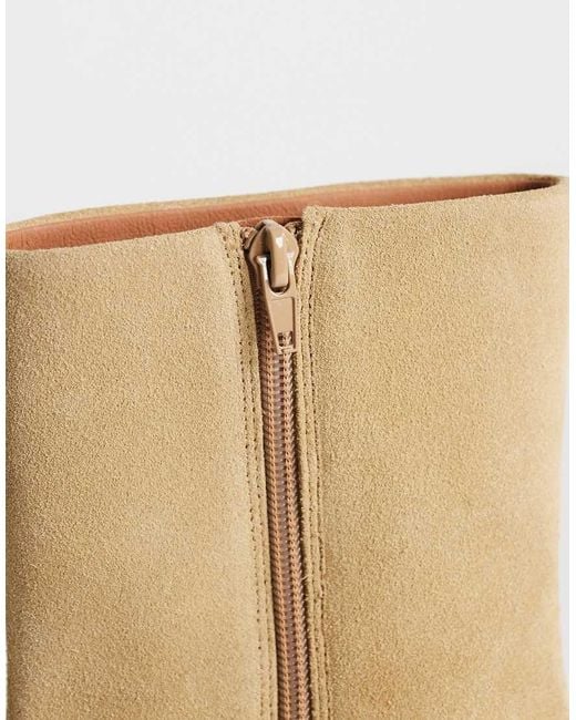 TOPSHOP Natural Kali Real Suede Heeled Ankle Boots