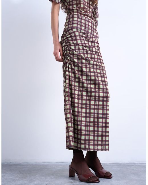 TOPSHOP White Gathered Detail Mesh Maxi Skirt