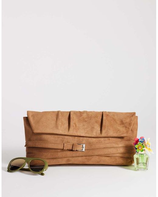 TOPSHOP Brown Meadow Oversized Strap Clutch