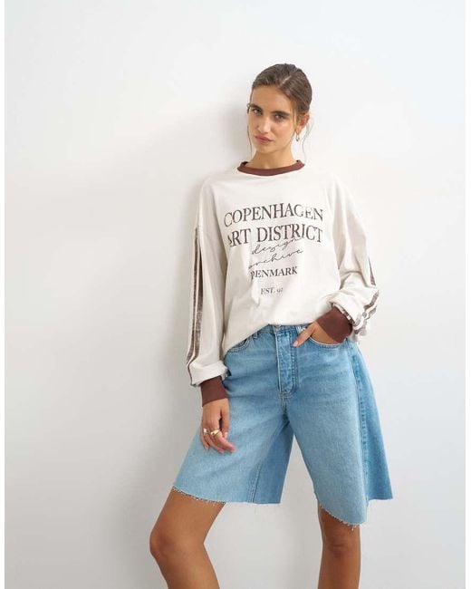 TOPSHOP Blue Longline Barrel Short