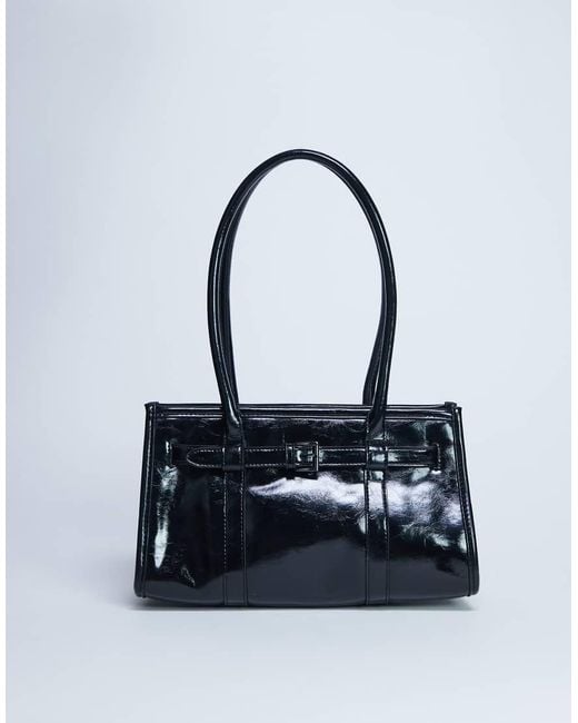 TOPSHOP Blue Scottie Shoulder Bowler Bag