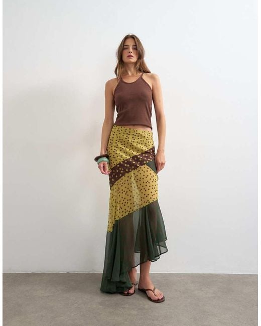 TOPSHOP White Sheer Panelled Asymmetrical Maxi Skirt