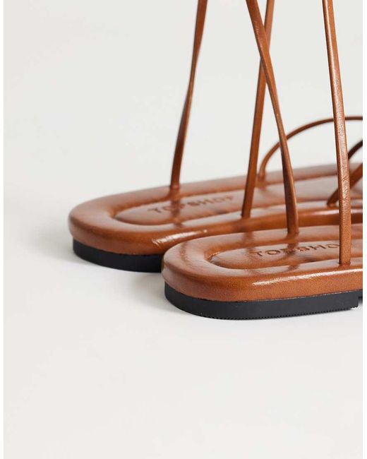 TOPSHOP Natural Emma Strappy Flat Sandal