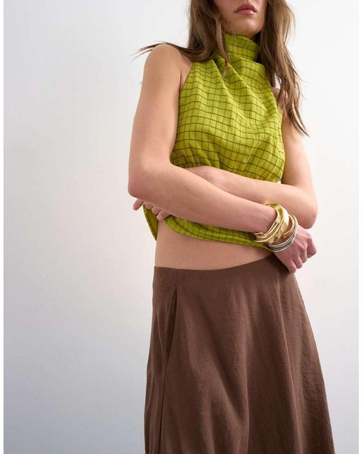 TOPSHOP Brown Full Circle Cupro Maxi Skirt