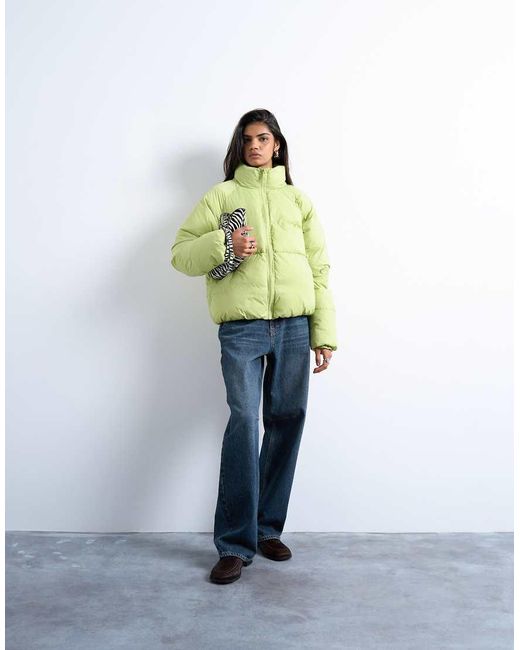 TOPSHOP White Funnel Neck Puffer Bomber Jacket