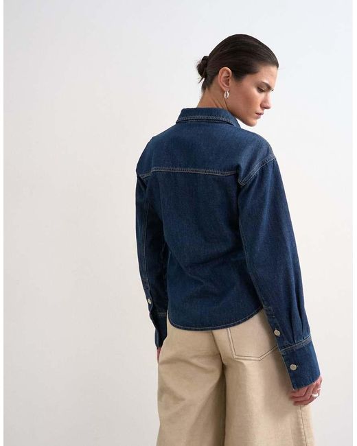 TOPSHOP Blue Denim Cinch Detail Shirt
