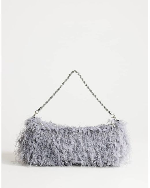 TOPSHOP White Juliet Small Fringe Grab Bag