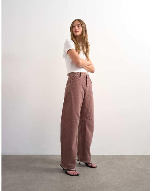 TOPSHOP White Barrel Mid Rise Jean