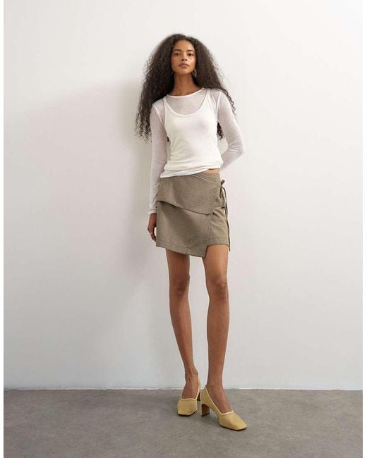 TOPSHOP Gray Wrap Tie Mini Skirt