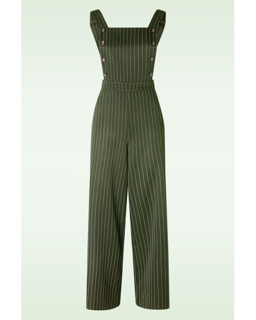 Banned Retro Stripe Sail Dungarees in het Green