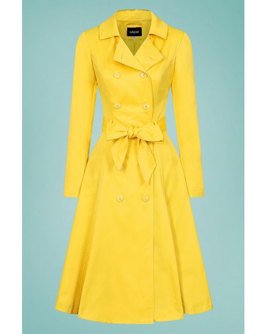 Collectif Clothing 40s Korrina Swing Trench Coat in het Yellow