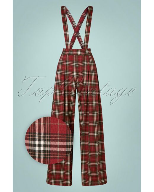 Banned Retro 40s Winter Check Trousers in het Red