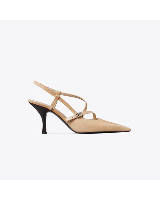 Tory Burch White Double T Buckle Pump
