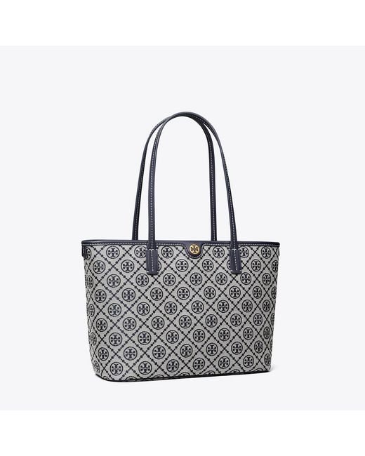 Tory Burch Gray Small T Monogram Zip Tote