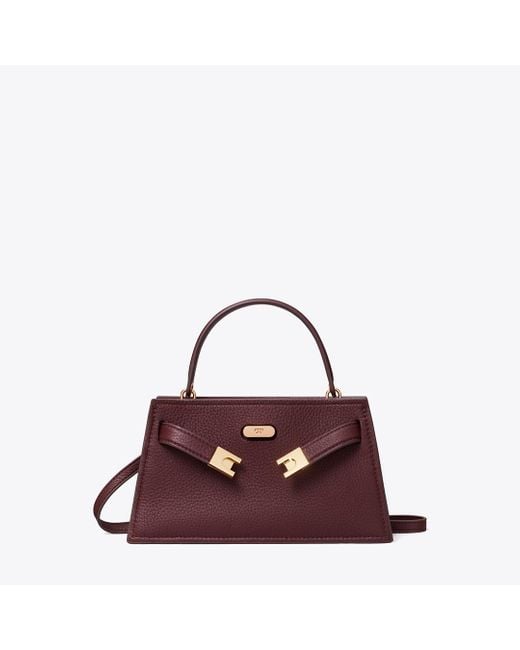 Tory Burch Purple Mini Lee Radziwill Pebbled Top-Handle Bag, One Size