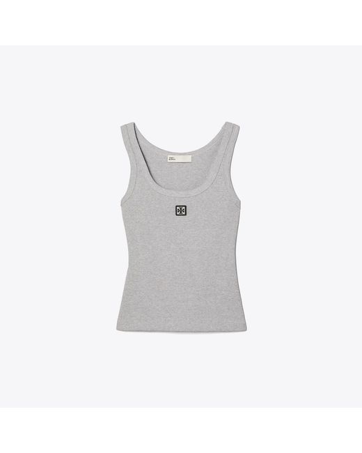 Tory Burch Gray Cotton Scoop Tank