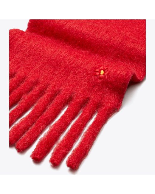Tory Burch Red Mohair Scarf