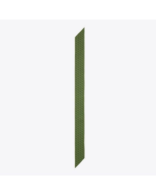 Tory Burch Green T Link Silk Ribbon Tie