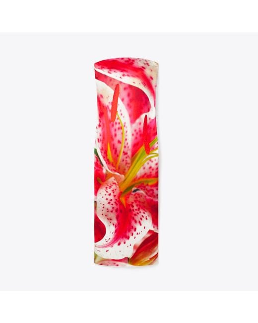 Tory Burch Red Printed Viscose Strapless Dress