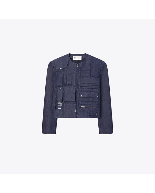 Tory Burch Blue Denim Handbag Jacket