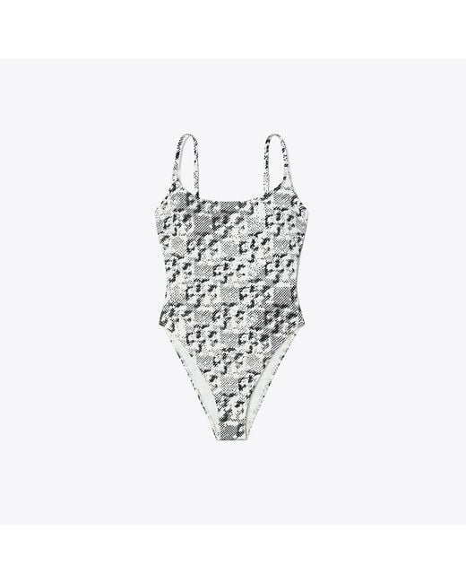 Tory Burch White Gemini Link Swimsuit