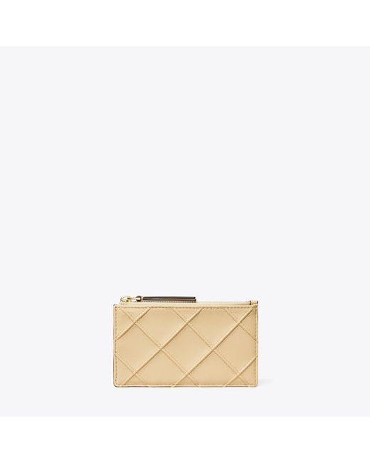 Tory Burch Natural Fleming Zip Card Case