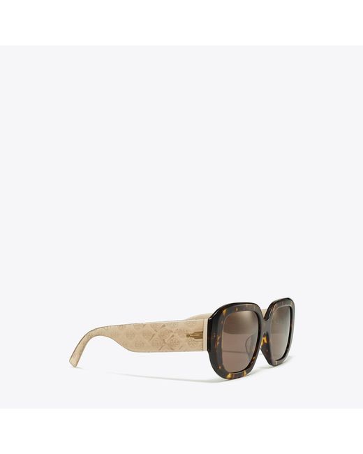 Tory Burch Gray T Monogram Geometric Sunglasses, One Size