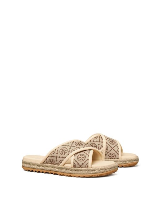 tory burch monogram espadrille slide