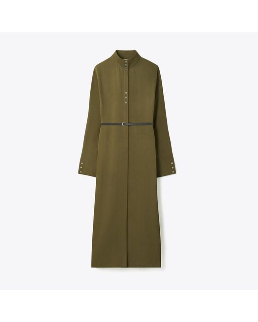 Tory Burch Green Button Fastening Collared Neckline