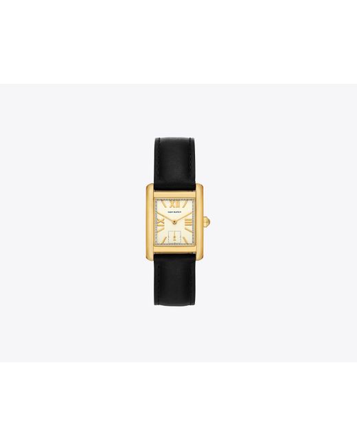 Tory Burch Black The Eleanor Leather Strap Watch